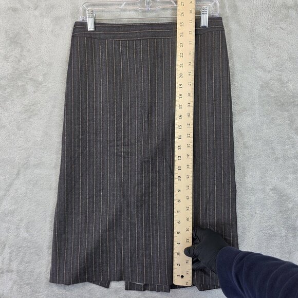 MaxMara Skirt Womens 4 Gray Pinstripe Wool Blend Made In Italy Career Workwear - Picture 3 of 10